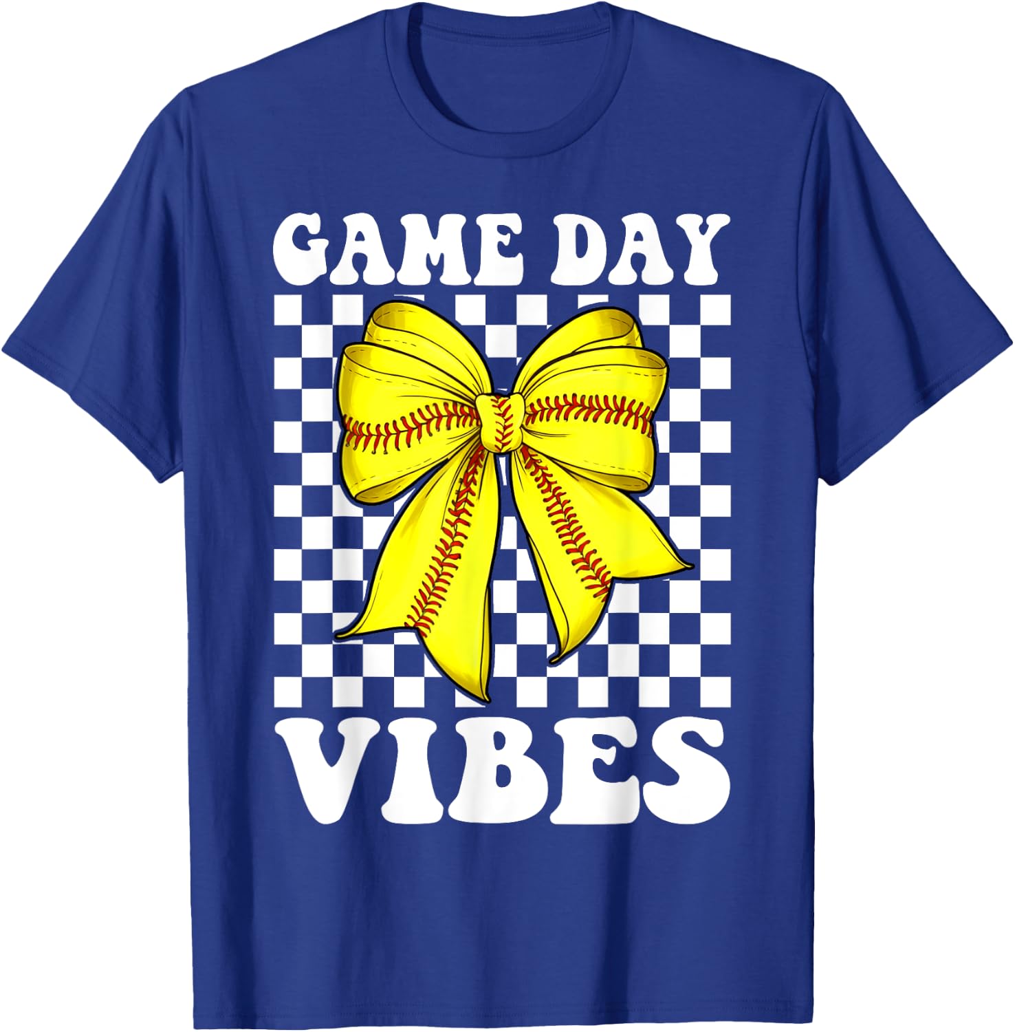 Groovy Softball Game Day Vibes Coquette Bow Girls Women T-Shirt - T-Shirt | Royal