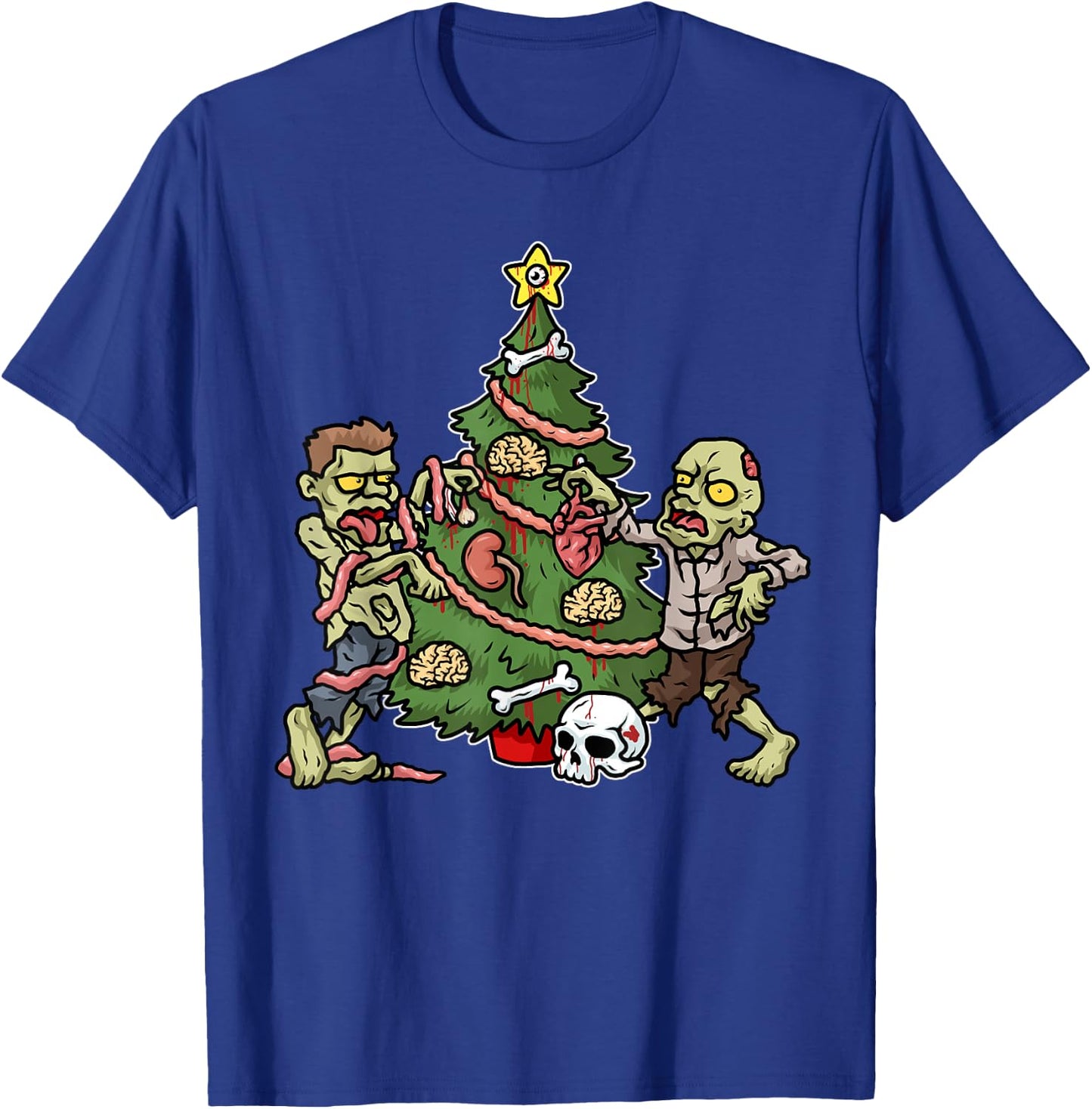 Christmas Zombie Shirt Kids Christmas Tree Gift Men Zombies T-Shirt - T-Shirt | Royal