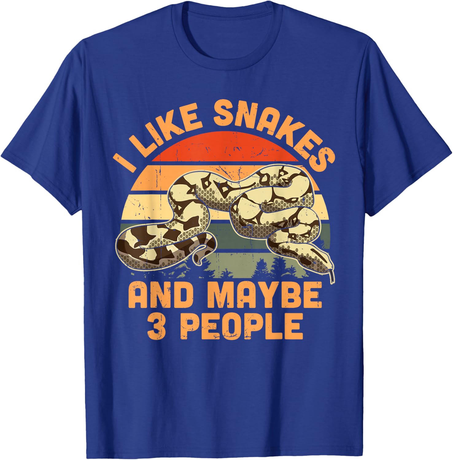 I Like Snakes And Maybe 3 People Retro Serpent Vintage T-Shirt - T-Shirt | Royal