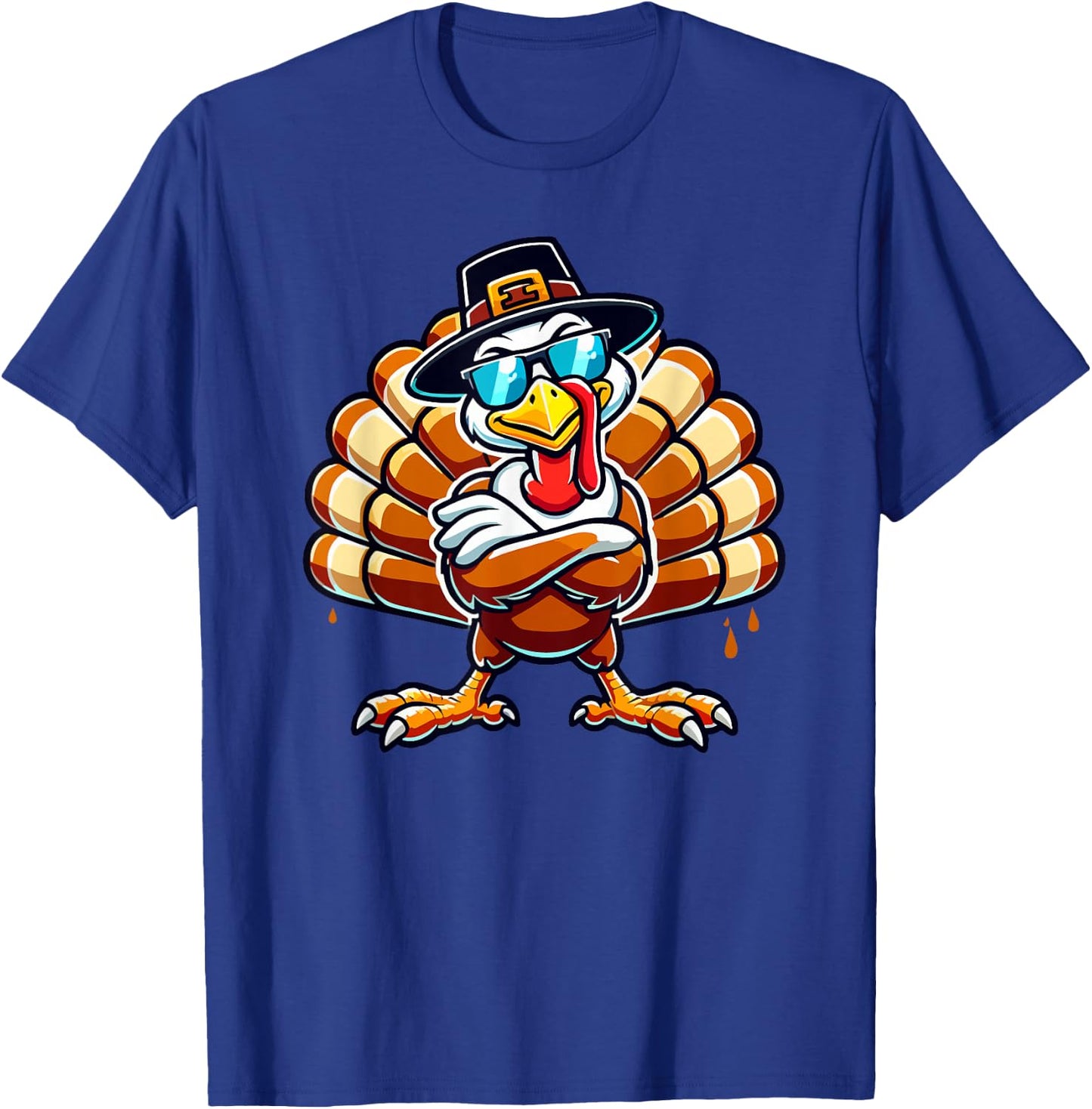 Funny Thanksgiving Shirts Kids Boys Women Turkey Sunglasses T-Shirt - T-Shirt | Royal