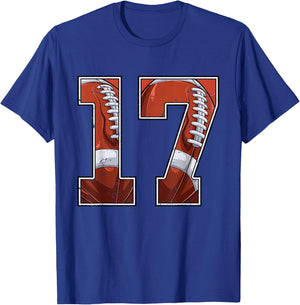 Football 17th Birthday Boy Seventeen 17 Years Old Bday Party T-Shirt - T-Shirt | Royal