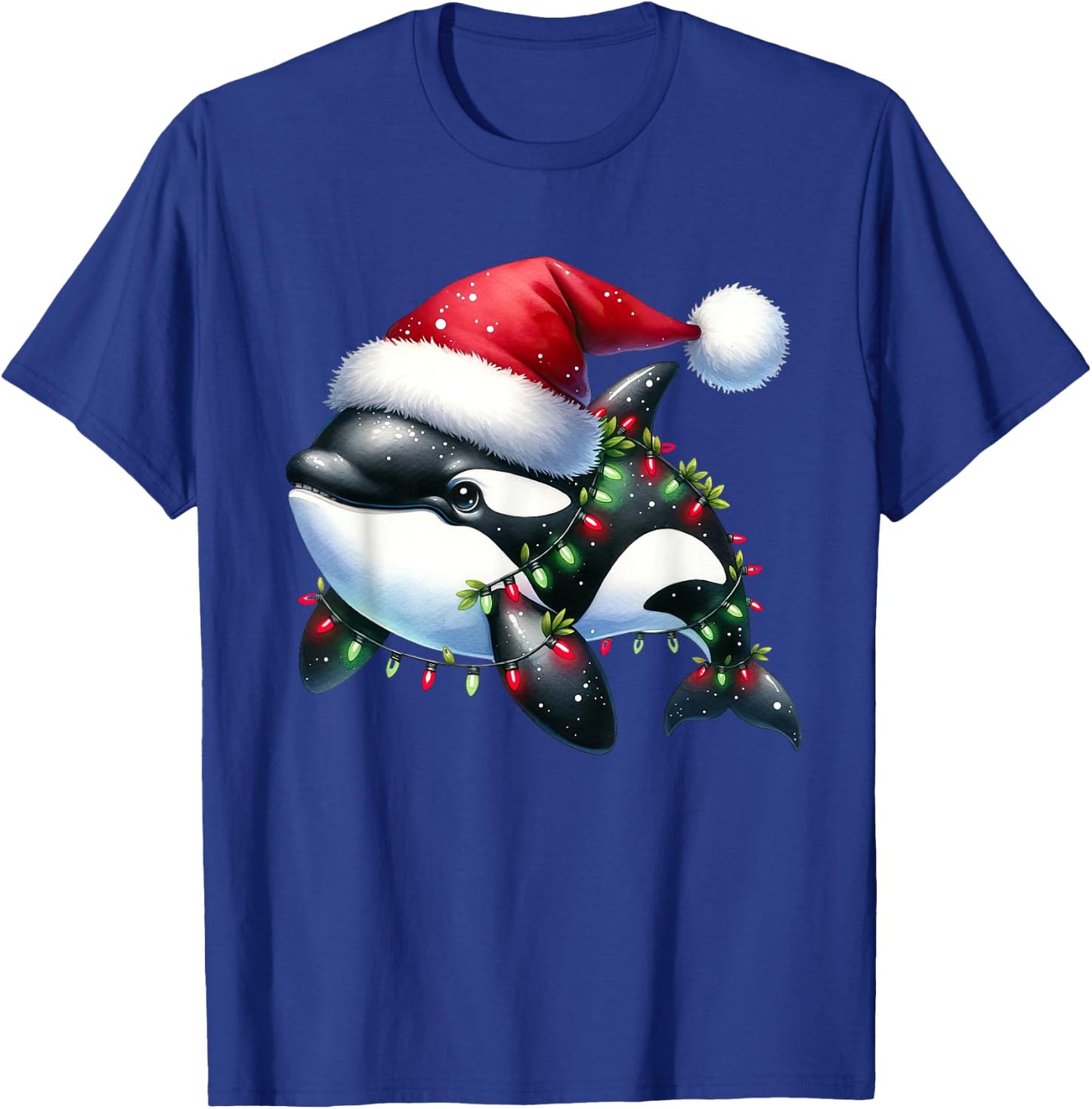 Santa Orca Killer Whale for Boys Girls Christmas Tree Lights T-Shirt - T-Shirt | Royal