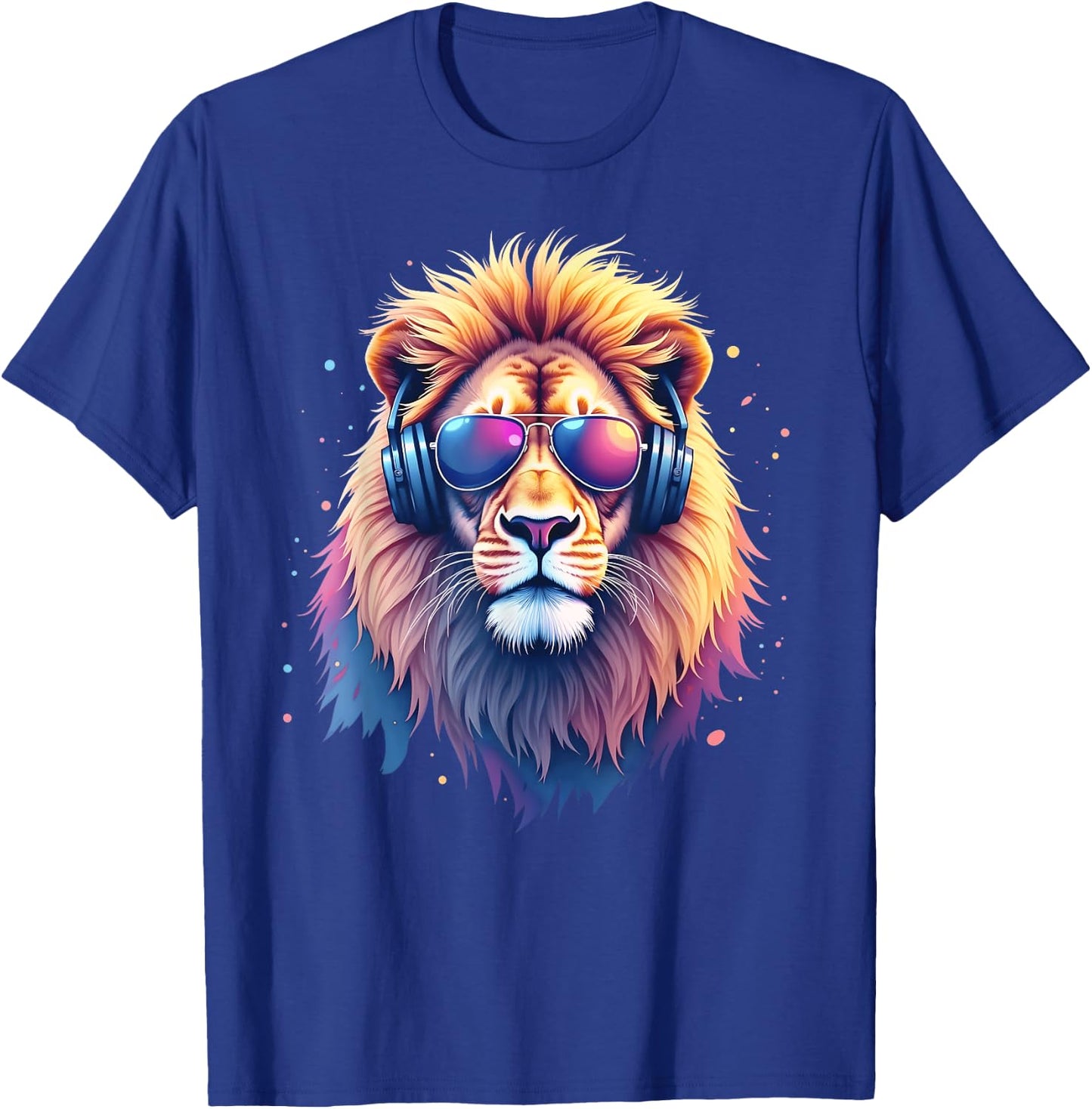 DJ Lion Predatory Cat Cool Lion with Sunglasses & Headphones , black T-Shirt - T-Shirt | Royal