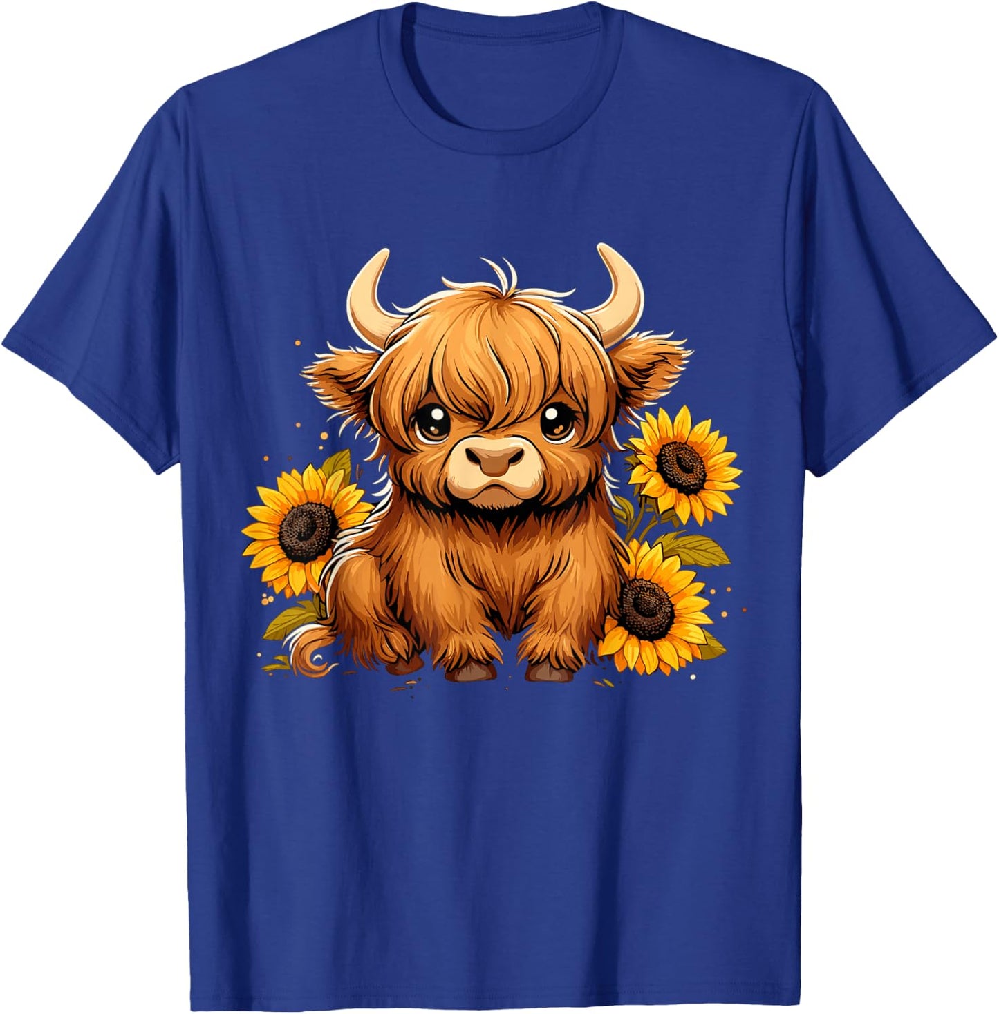 Sunflower Highland Cow Farm T-Shirt - T-Shirt | Royal
