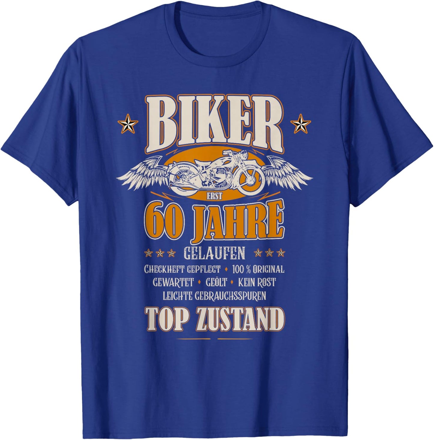 60th Birthday Biker Motorcycle Man Gift Funny , black, s T-Shirt - T-Shirt | Royal
