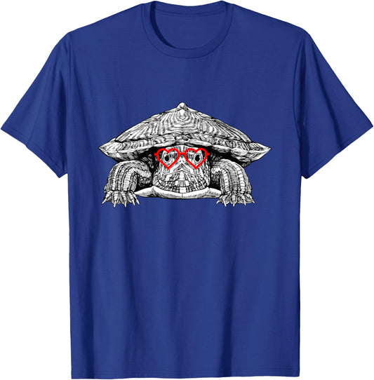 Red Eared Slider Turtle Valentines Day Pet lover. T-Shirt - T-Shirt | Royal
