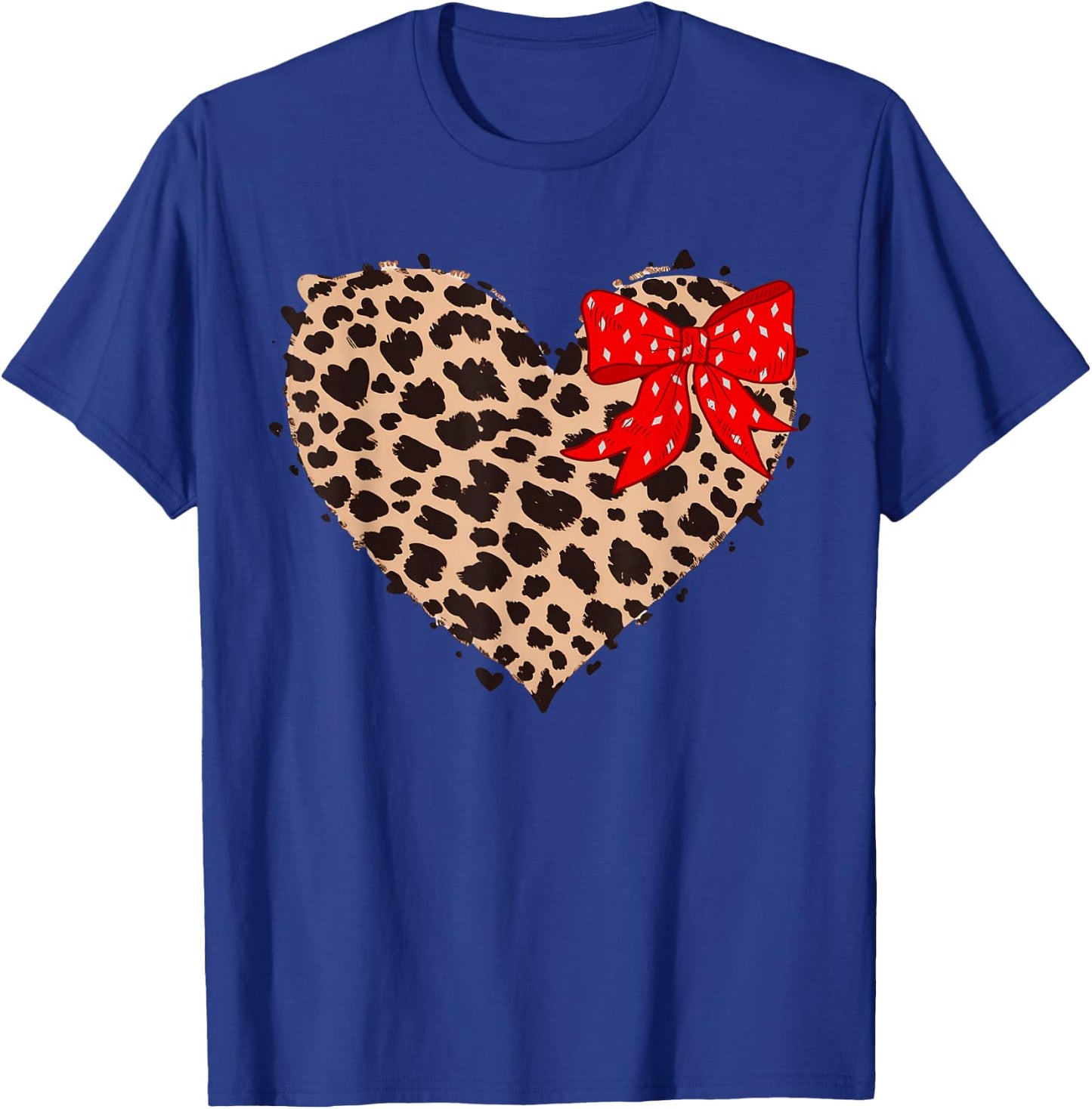 Cheetah Leopard Heart Girls Animal Print Pink Ribbon Red T-Shirt - T-Shirt | Royal