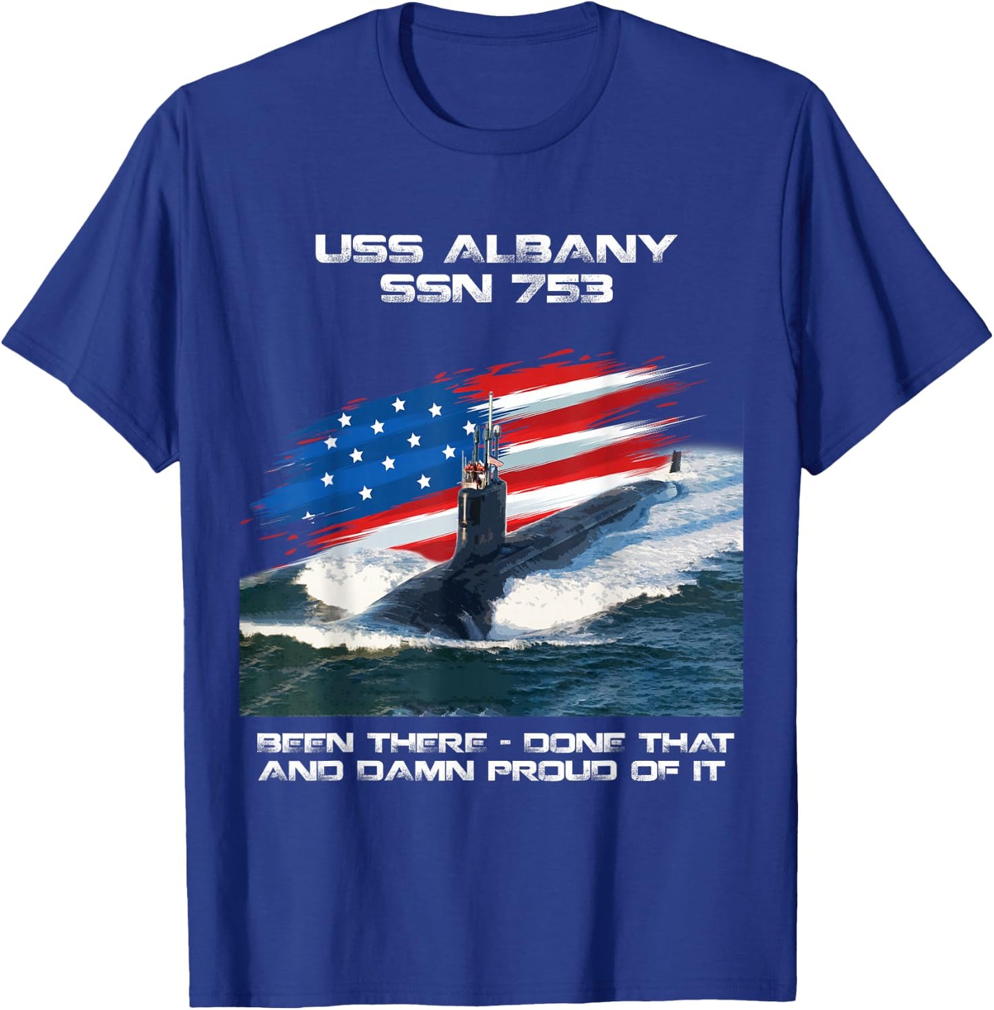 USS Albany SSN-753 Amerikanische Flagge U-Boot Veteran Xmas T-Shirt - T-Shirt | Royal