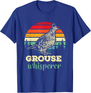 Retro Ruffed Grouse Whisperer Bird Hunting Birding T-Shirt - T-Shirt | Royal