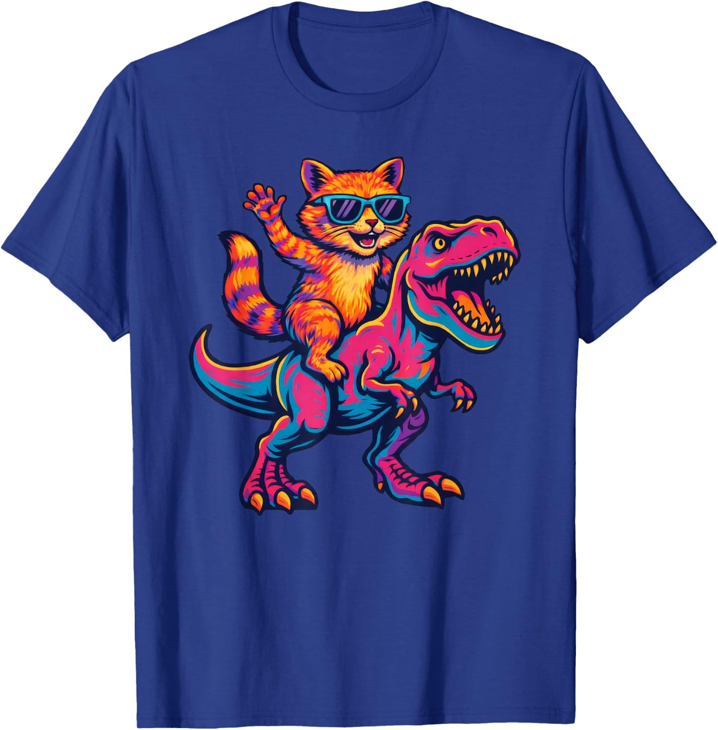 Orange Cat Colorful Dinosaur T-rex Tyrannosaurus T-Shirt - T-Shirt | Royal