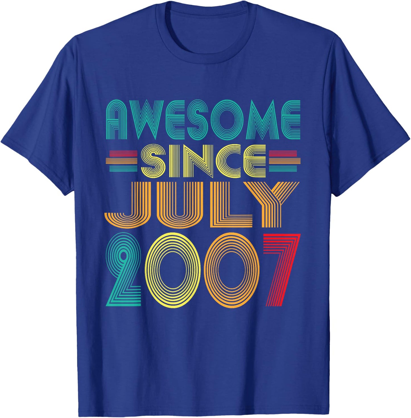 Awesome Since July 2007 Years 19th Bday Funny Vintage T-Shirt - T-Shirt | Royal