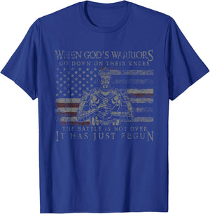 The Battle Is Not Over It Had Just Begun USA Flag Prayer Women Men T-Shirt - T-Shirt | Royal