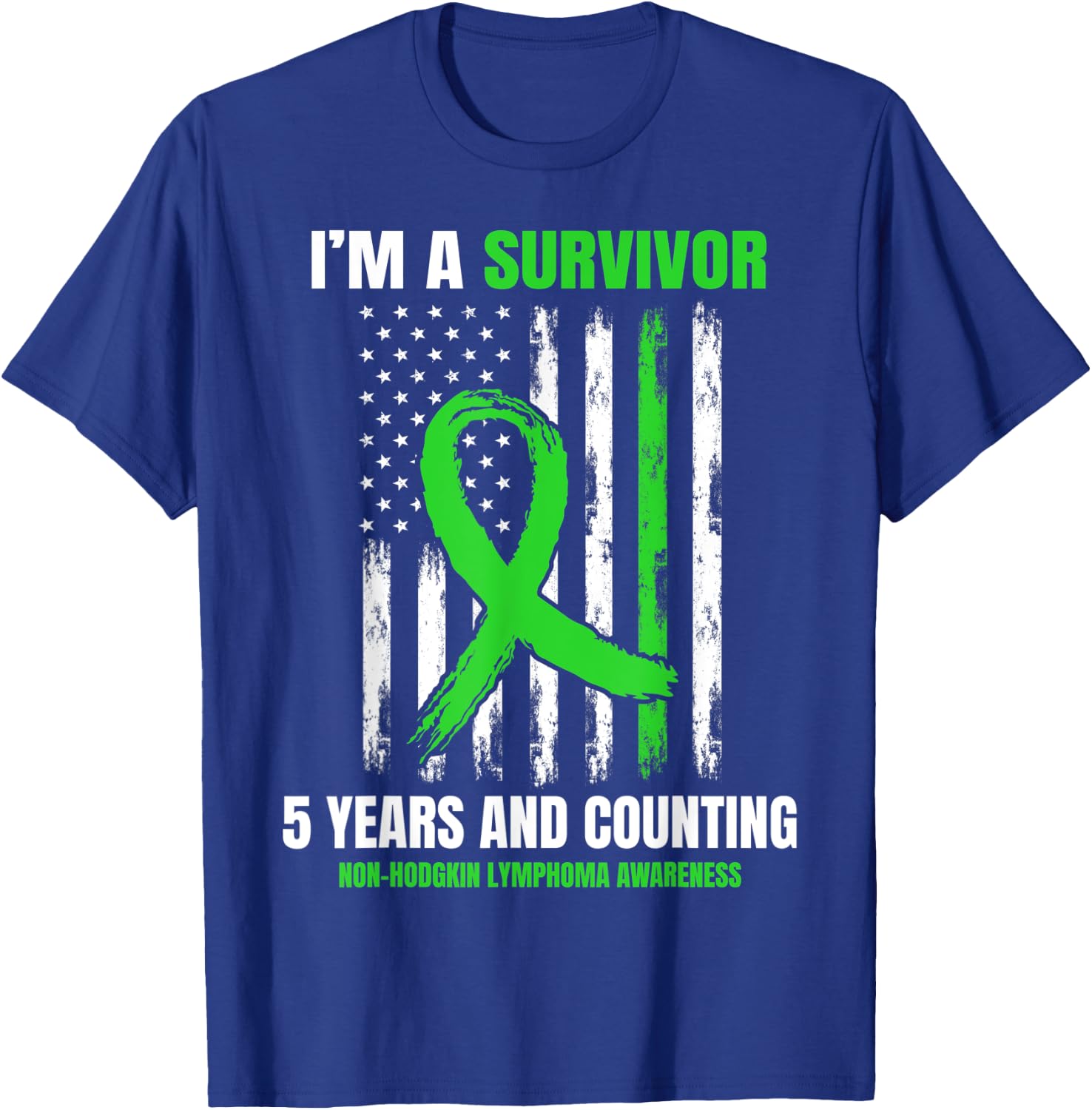 5 Year Cancer Free Non Hodgkins Lymphoma Survivor USA Flag Kids Men T-Shirt - T-Shirt | Royal