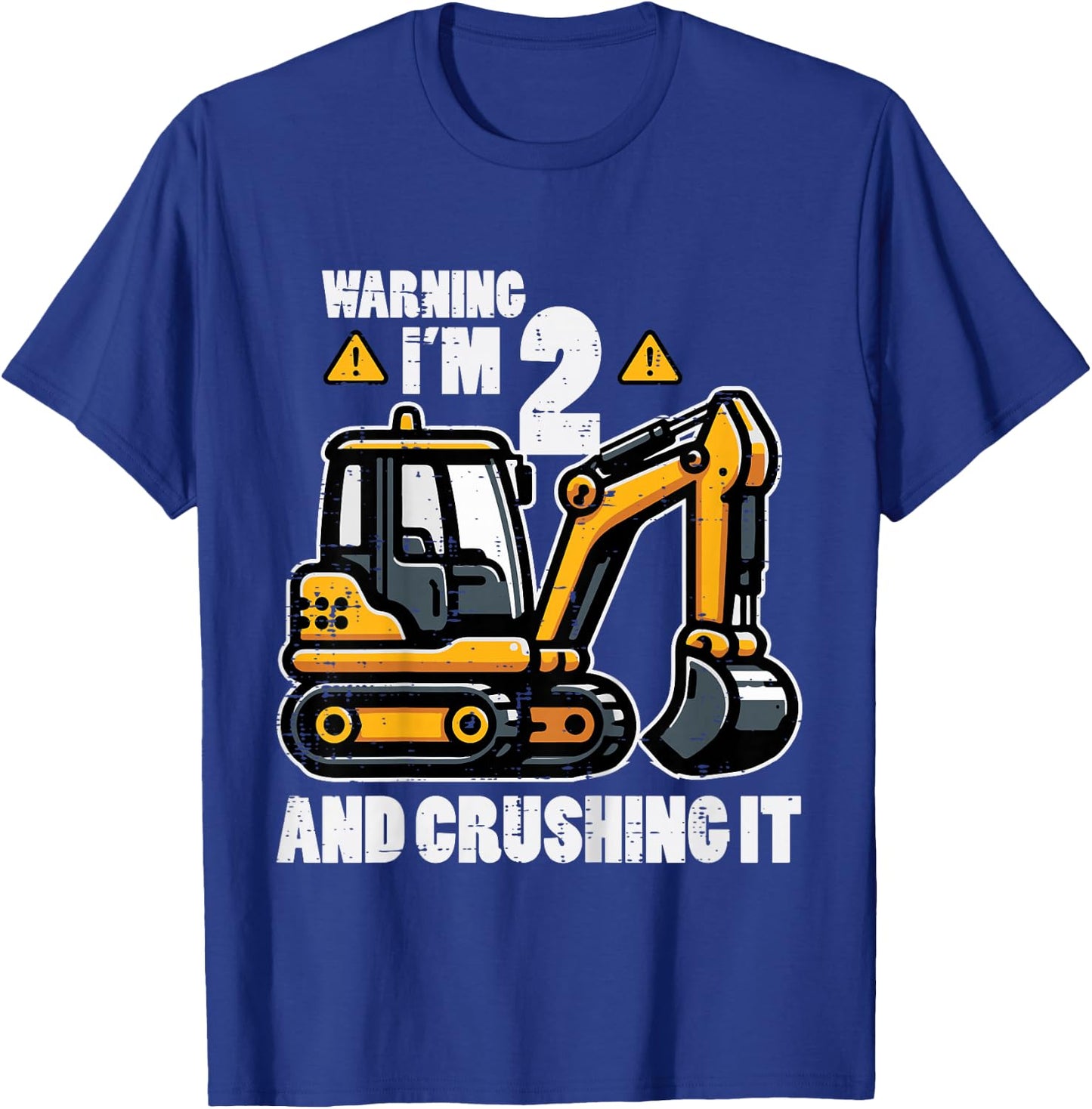 Kids Im 2 Crushing It Excavator 2nd Birthday Construction Boy Kid T-Shirt - T-Shirt | Royal