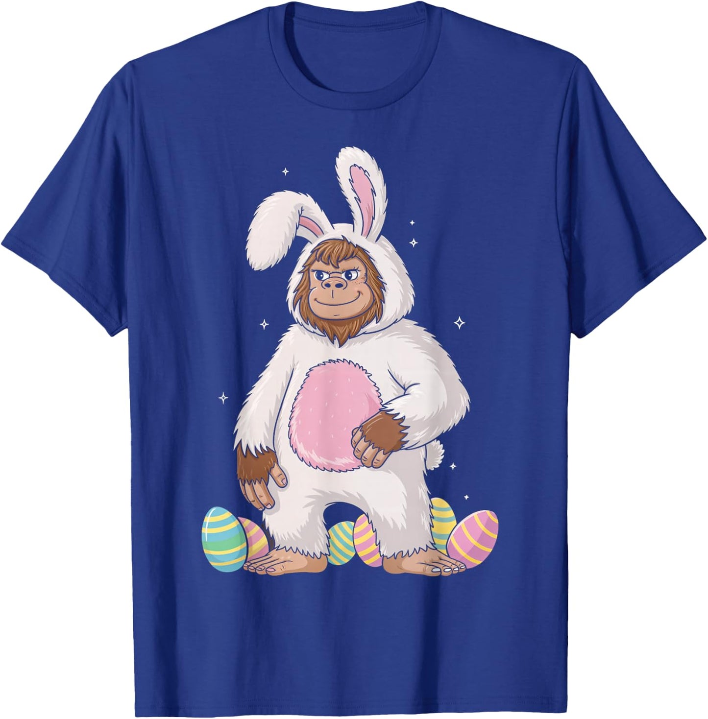 Easter Bigfoot in Bunny Costume | Sasquatch Easter Design T-Shirt - T-Shirt | Royal
