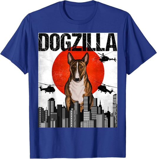 Miniature Bull Terriers Owner Gift Vintage Black Dogzilla Miniature Bull Terrier -Adults T-Shirt - T-Shirt | Royal