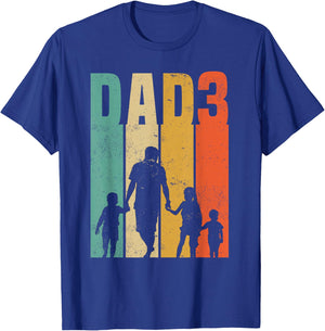 Dad hoch 3 - Vater 3 Kinder Dreifach Papa T-Shirt - T-Shirt | Royal
