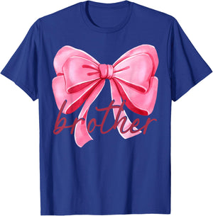 Brother Pink Bow Birthday Baby Shower Family Pink Ribbon T-Shirt - T-Shirt | Royal