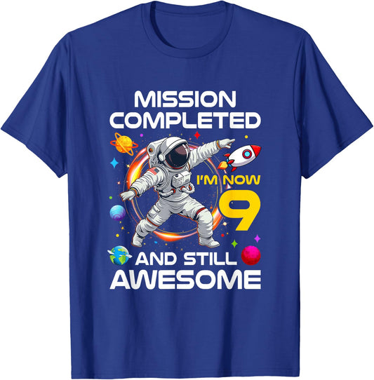 9Th Birthday Astronaut 9 Years Old Outer Space Birthday T-Shirt - T-Shirt | Royal
