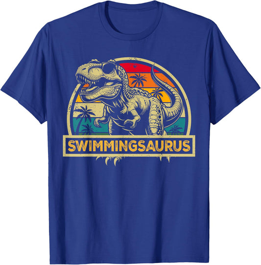 Swimmingsaurus TRex Dinosaur Swimming Saurus Family Matching T-Shirt - T-Shirt | Royal
