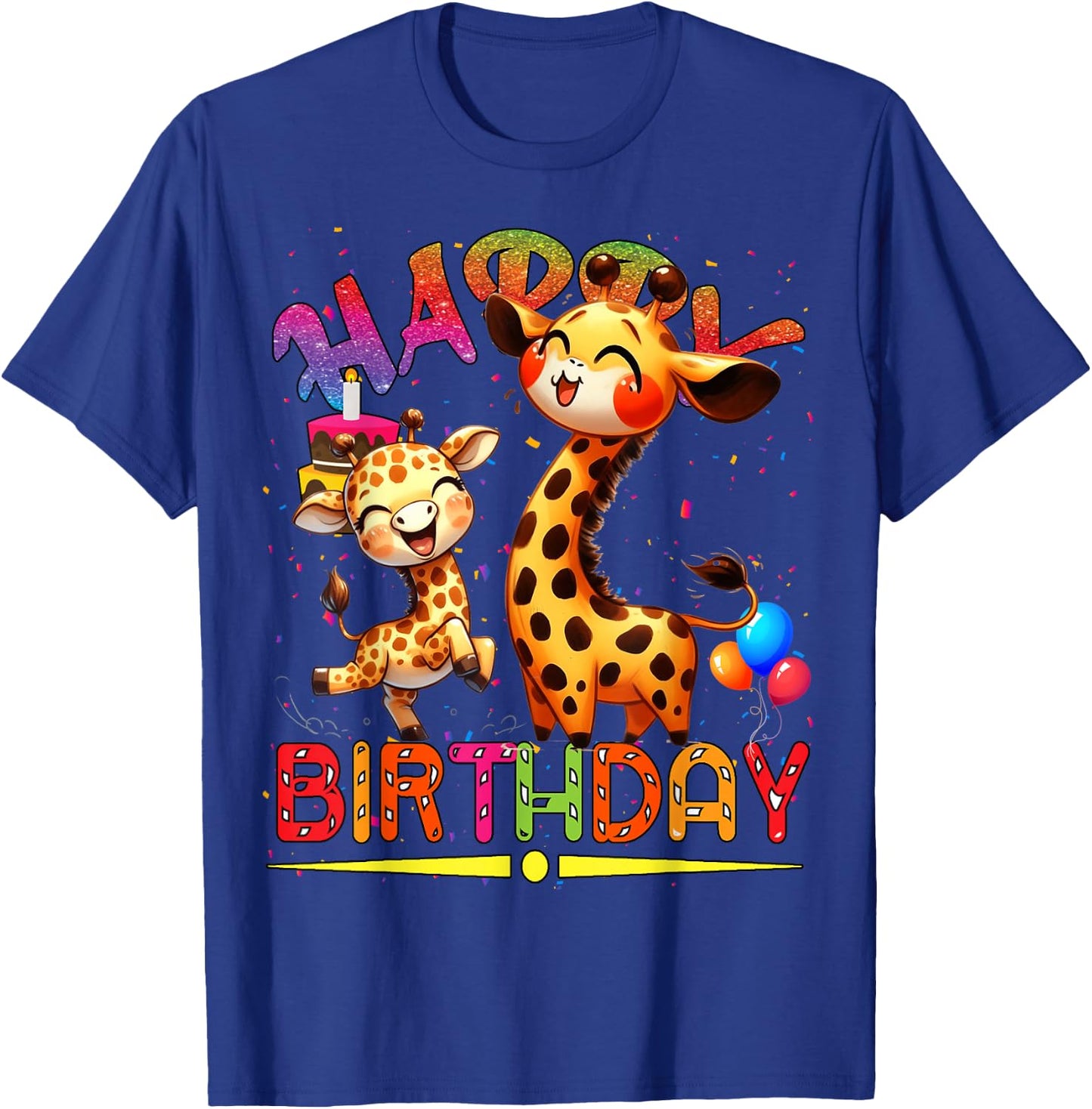 giraffe Birthday Kids Happy Birthday giraffe T-Shirt - T-Shirt | Royal