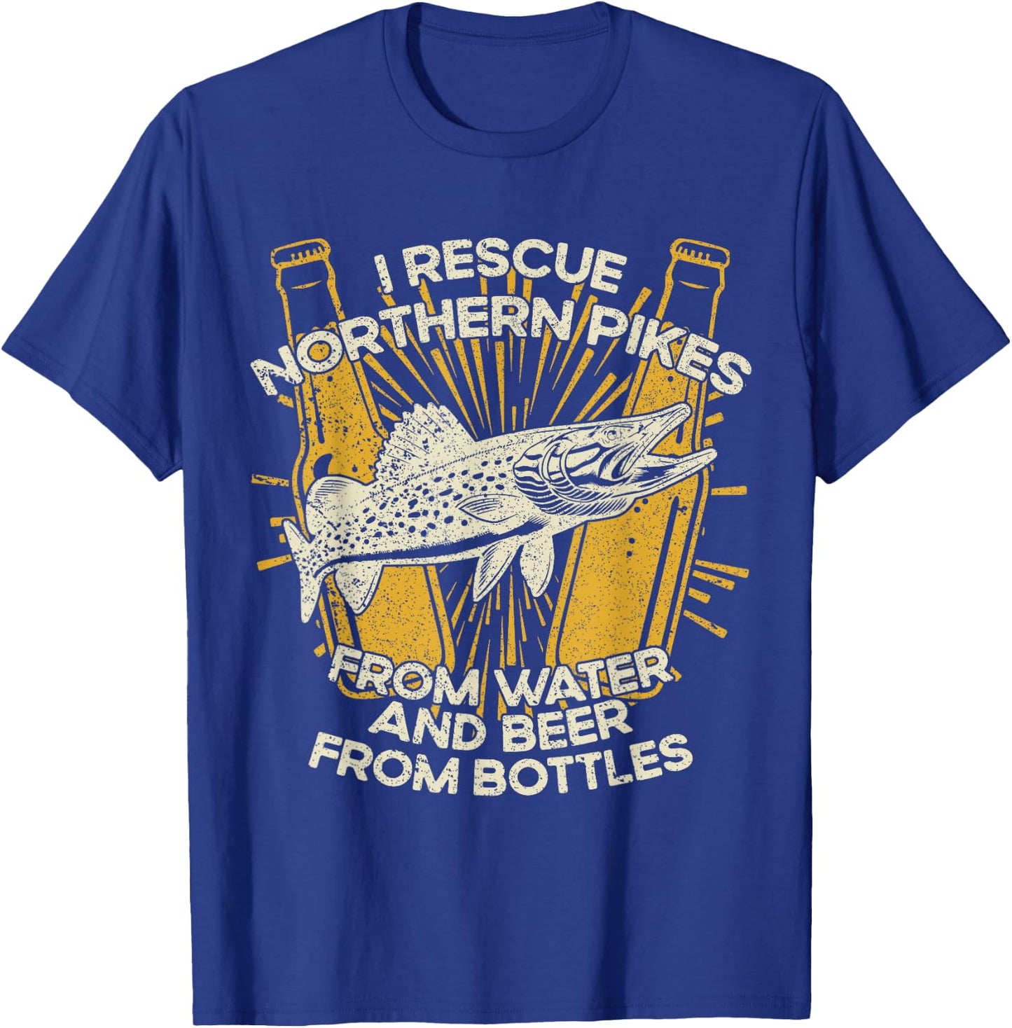 I Rescue Fish And Beer - Fisherman Fishing Northern Pike T-Shirt - T-Shirt | Royal