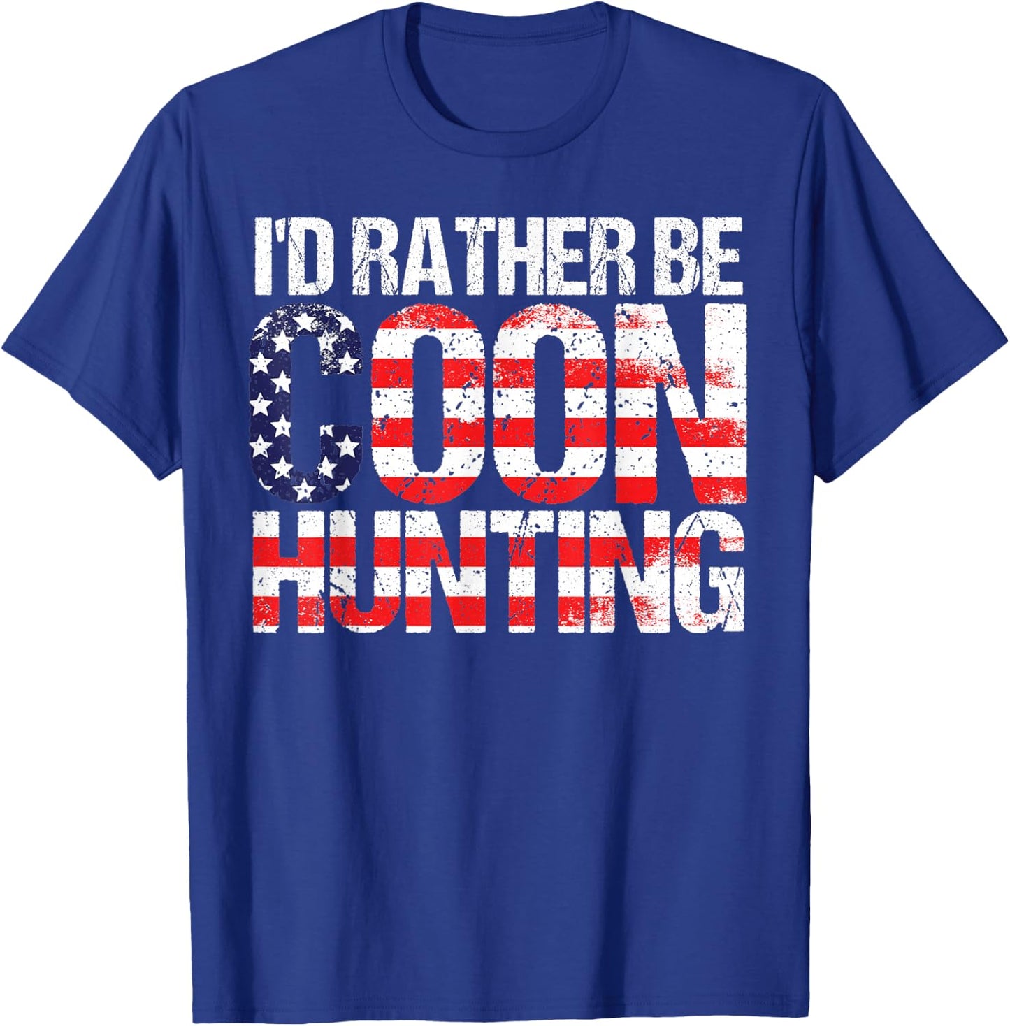 Coon Hunting Shirt American Flag Funny Raccoon Hunting T-Shirt - T-Shirt | Royal