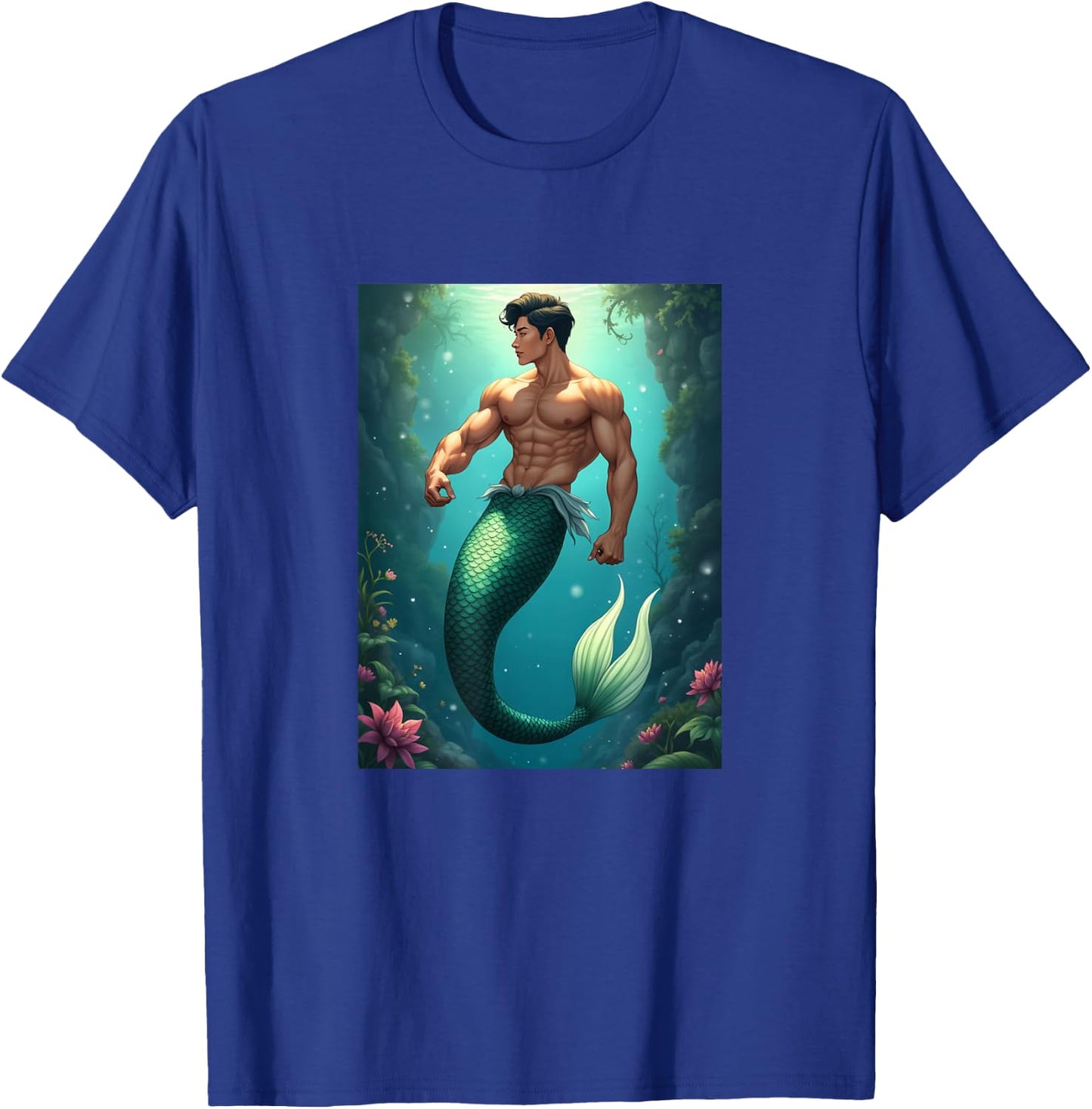 LGBTQ Transgender Gay Muscle Daddy Asian Mermaid Gay Merman T-Shirt - T-Shirt | Royal