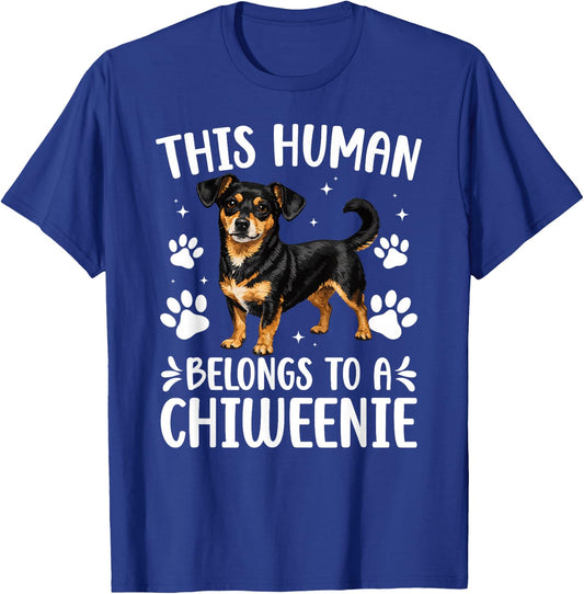 This Human Belongs to A Chiweenie Owner Chiweenie Lover T-Shirt - T-Shirt | Royal