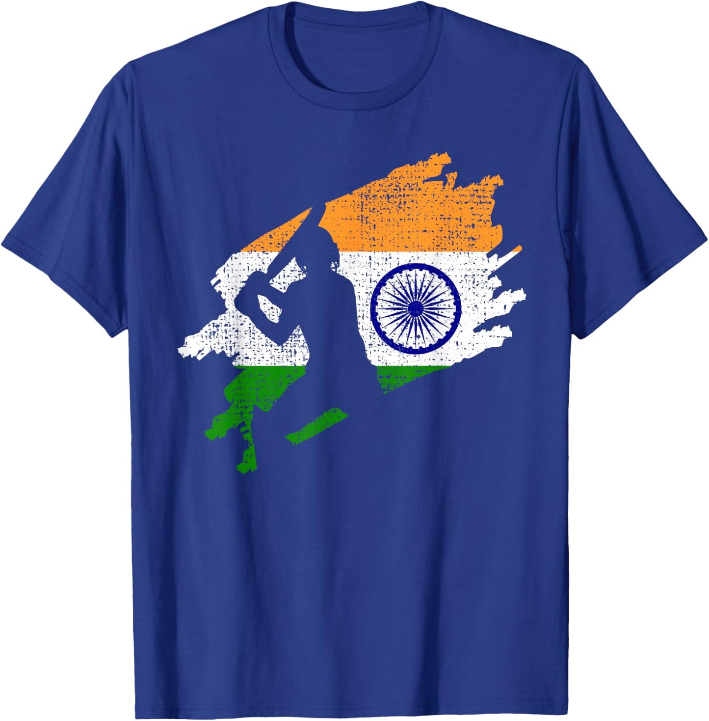 Cricket India Flag Jersey Vintage Gift T-Shirt - T-Shirt | Royal