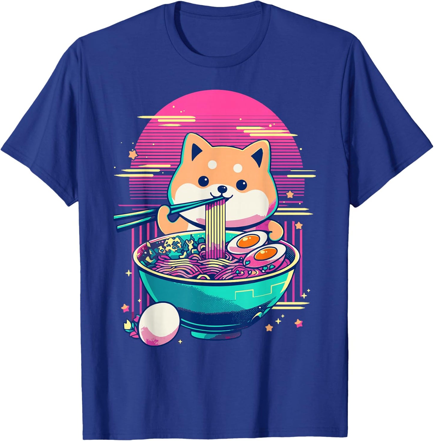 Anime Shiba Inu Eating Ramen Japanese Ramen Japan T-Shirt - T-Shirt | Royal