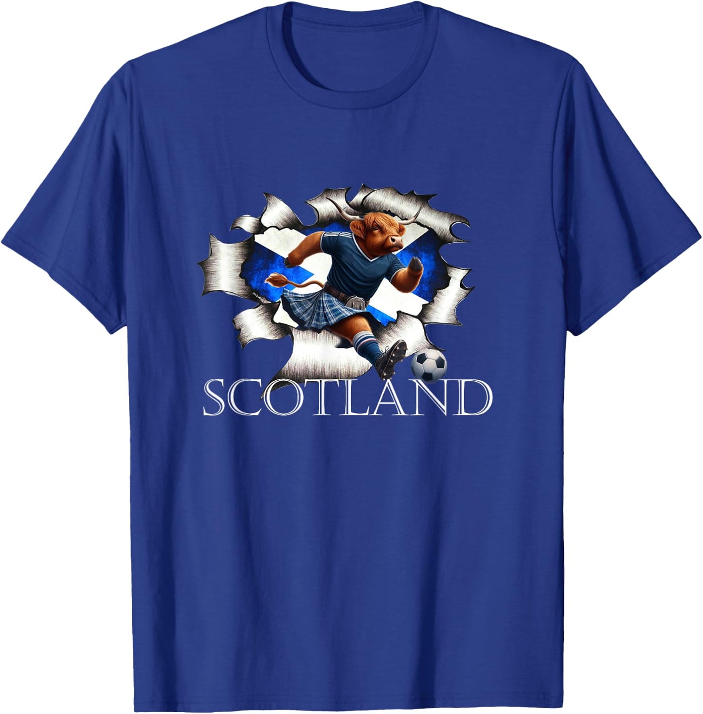 Scottish Highland Cow Scotland Coat Arms Football T-Shirt - T-Shirt | Royal