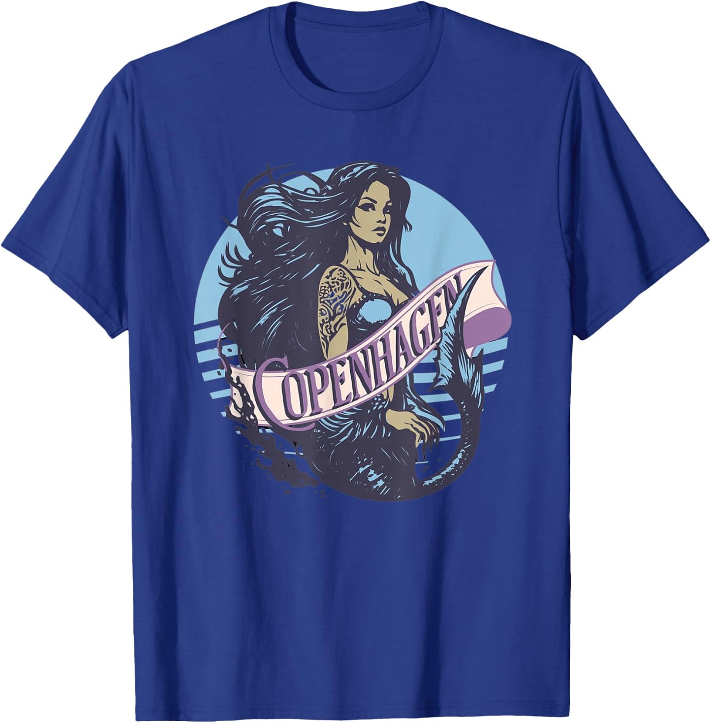 Retro Vintage African American Mermaid Copenhagen Mermaid T-Shirt - T-Shirt | Royal