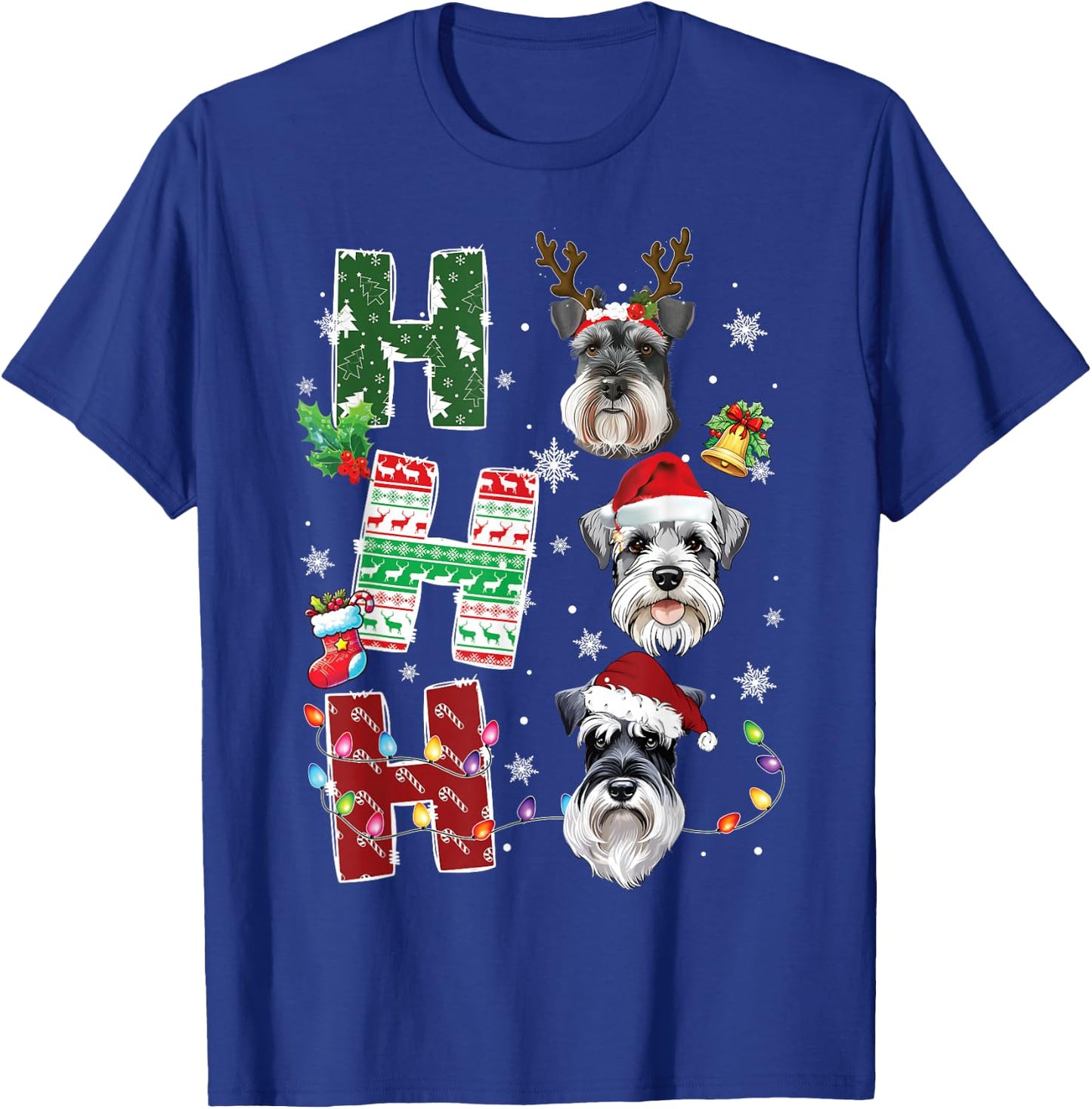Ho Ho Ho Miniature Schnauzer Christmas Dogs Costume Pajamas T-Shirt - T-Shirt | Royal