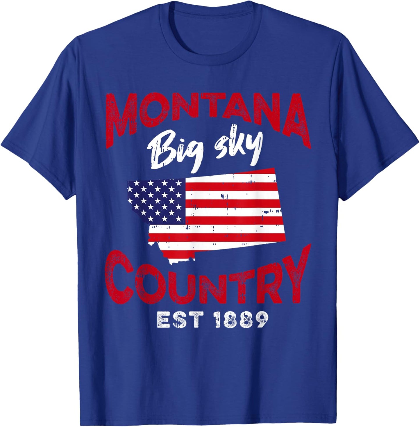 Montana USA American Flag Montanans T-Shirt - T-Shirt | Royal