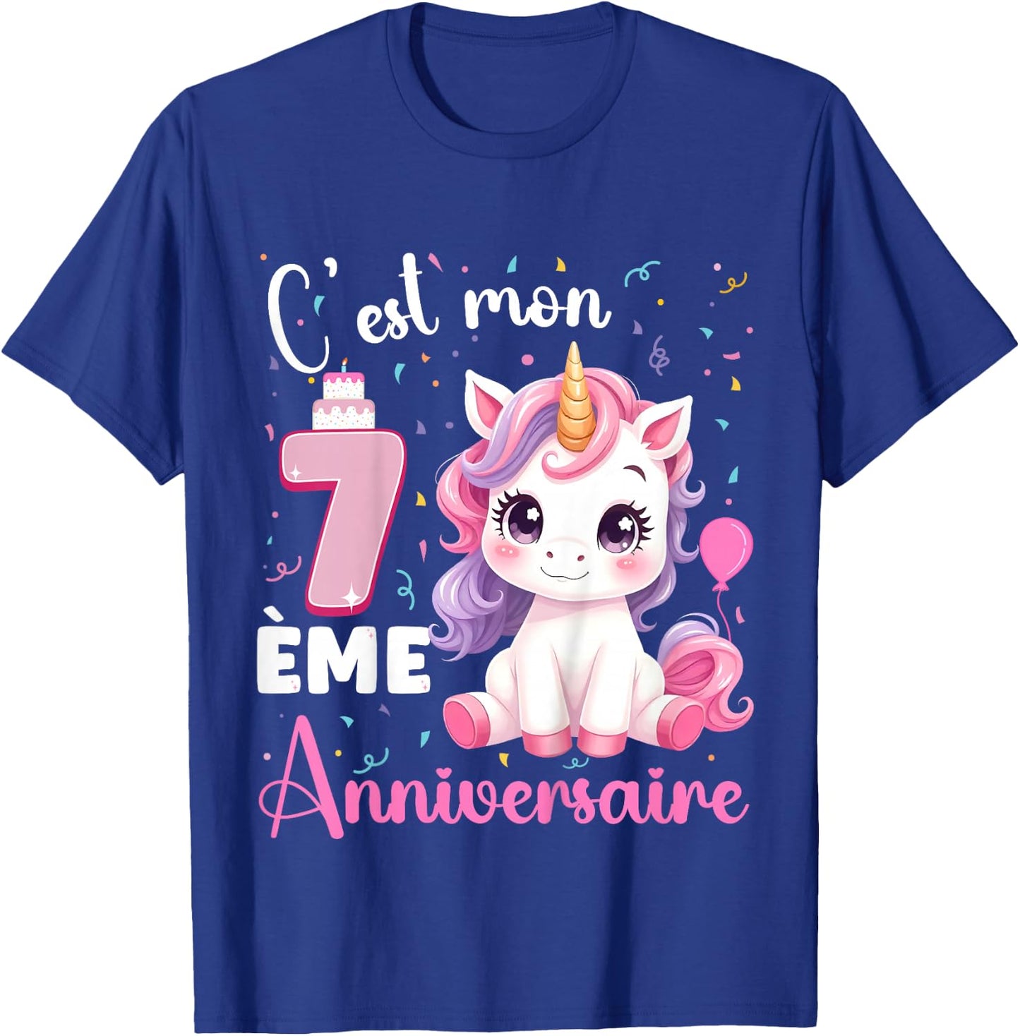 Enfant C'est Mon 7 ème Anniversaire Unicorn Birthday 7 Years , Black, 2 T-Shirt - T-Shirt | Royal