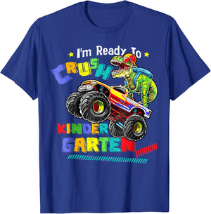 I'm Ready to Crush Kindergarten Back to School Dinosaur Boys T-Shirt - T-Shirt | Royal