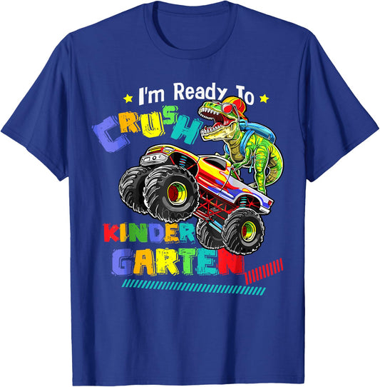 I'm Ready to Crush Kindergarten Back to School Dinosaur Boys T-Shirt - T-Shirt | Royal