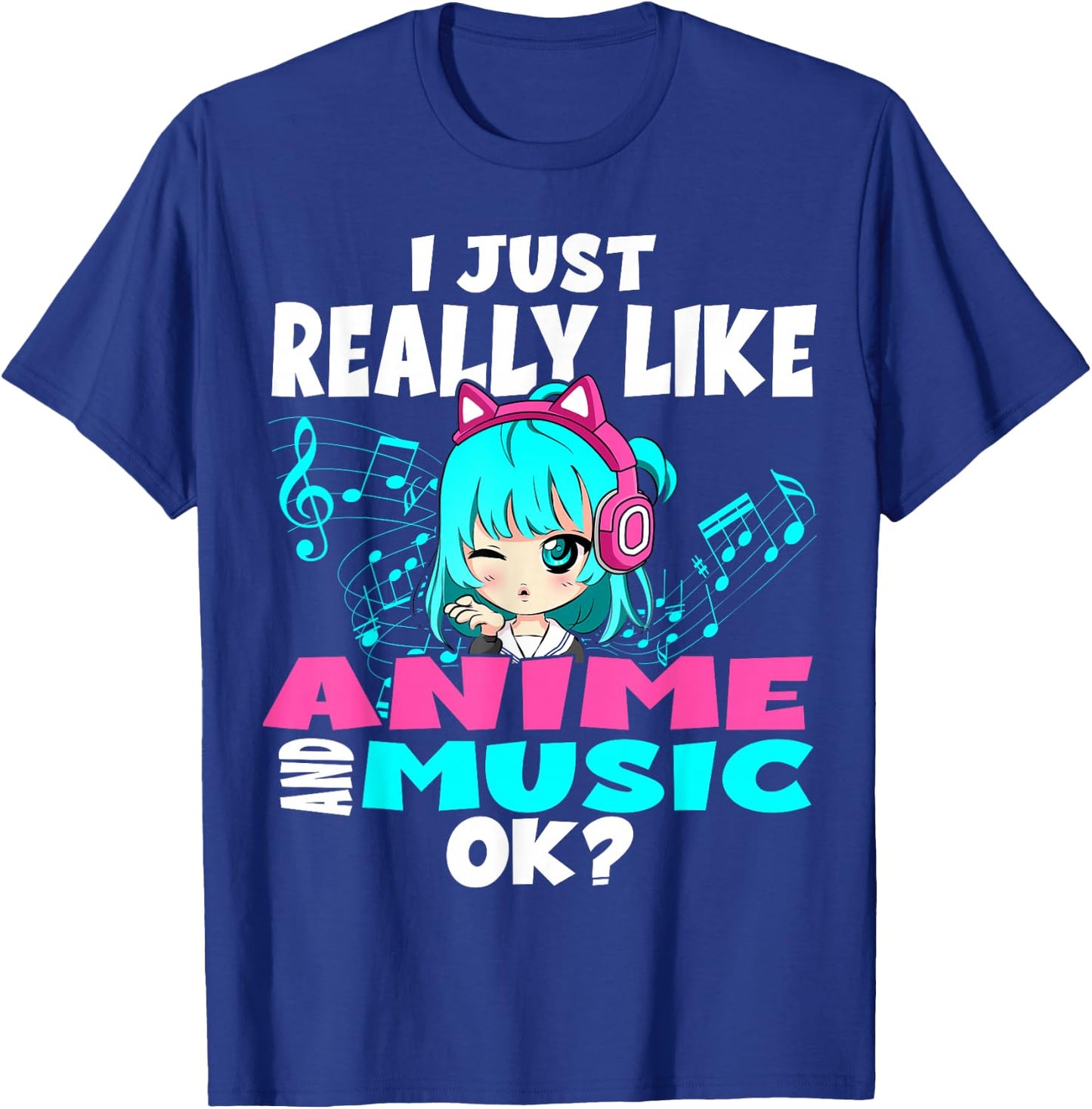 Anime and Music Kawaii Chibi Graphic Teen Anime Girl T-Shirt - T-Shirt | Royal