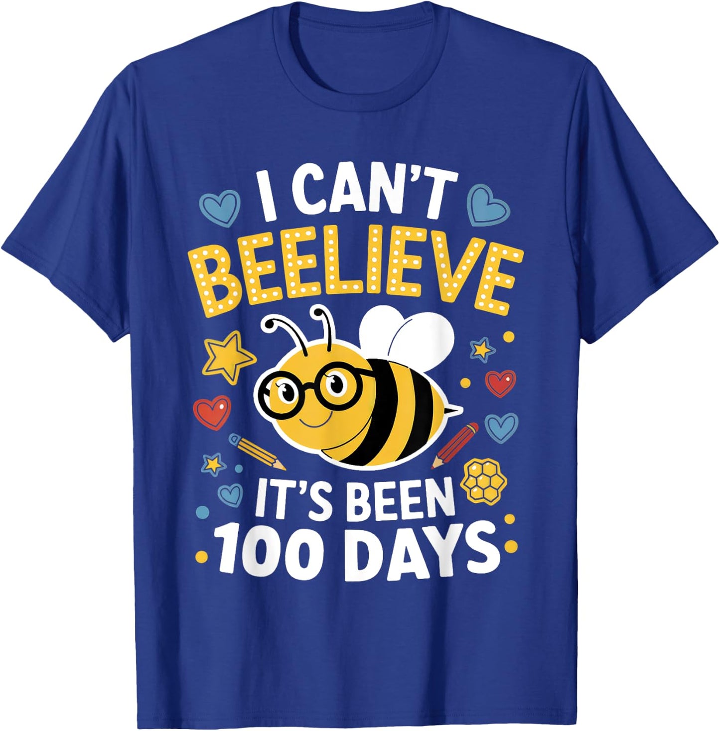I Can't Believe It's Been 100 Days of School Bee Teacher Kid T-Shirt - T-Shirt | Royal