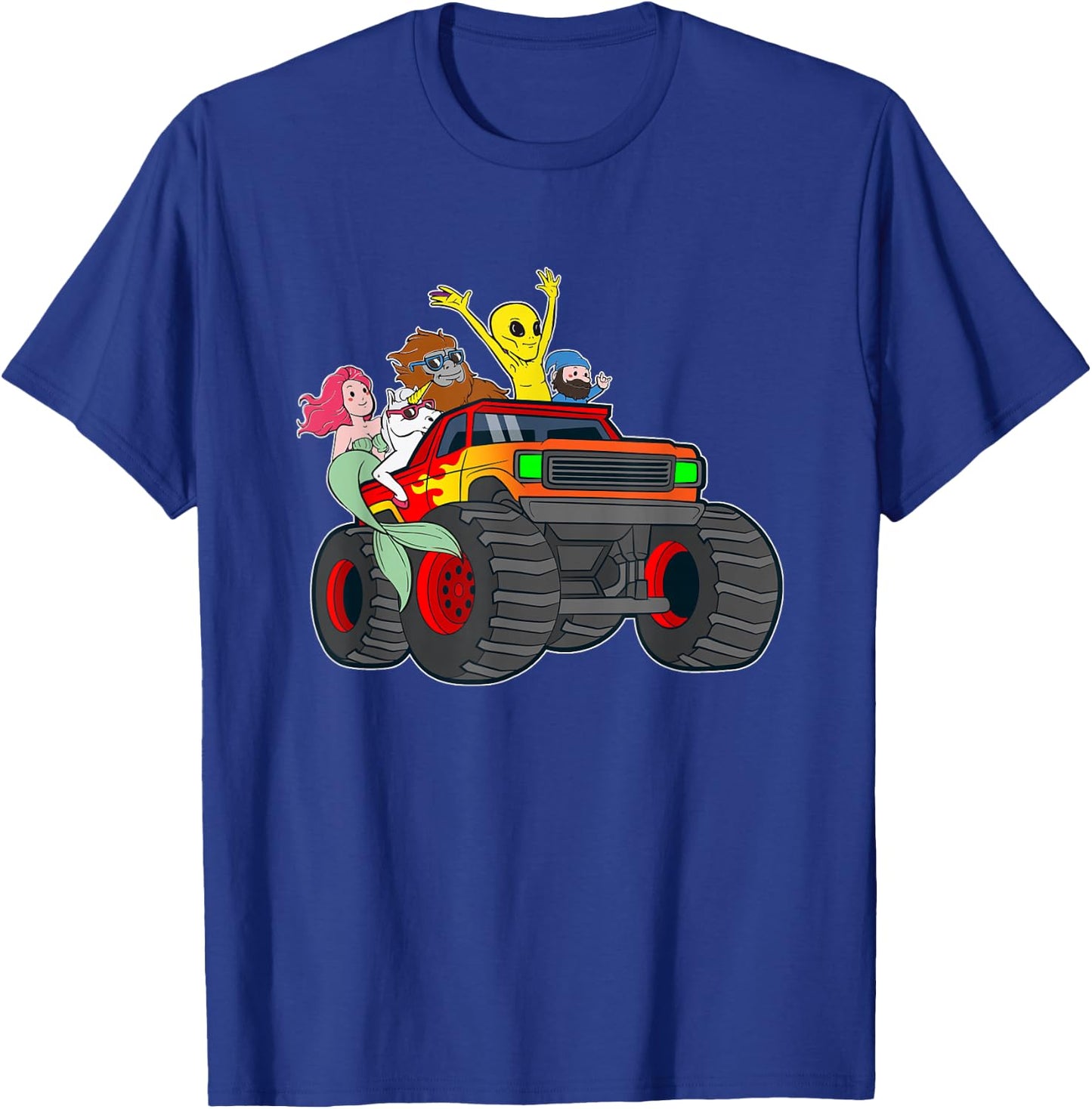 Alien Bigfoot Unicorn Mermaid Cryptid Monster Truck T-Shirt - T-Shirt | Royal