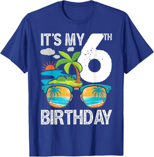 It's My 6th Birthday Tropical Beach Summer 6 Year Old T-Shirt - T-Shirt | Royal