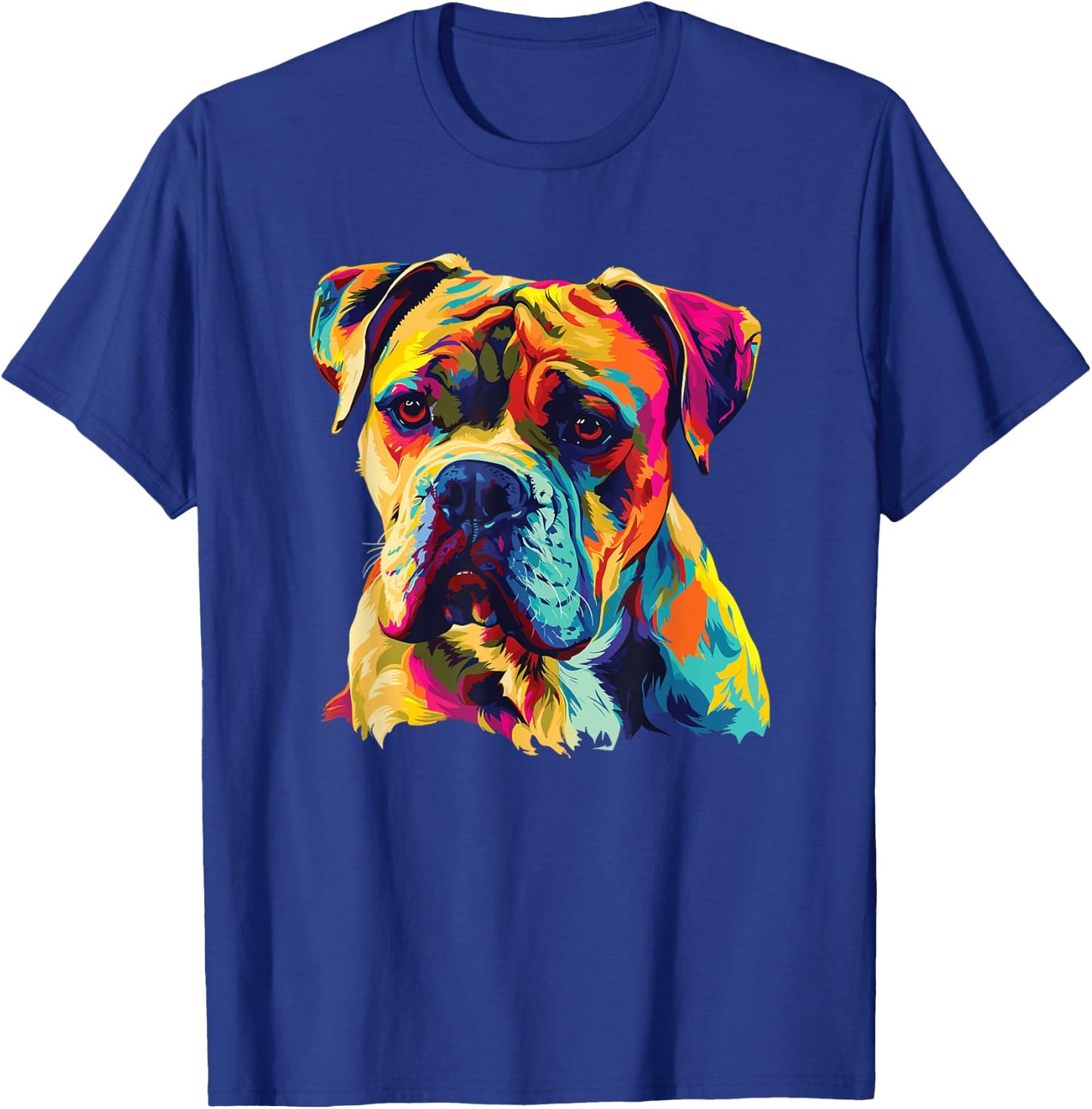 Watercolor Colorful American Bulldog Dog Women Girls Kids T-Shirt - T-Shirt | Royal