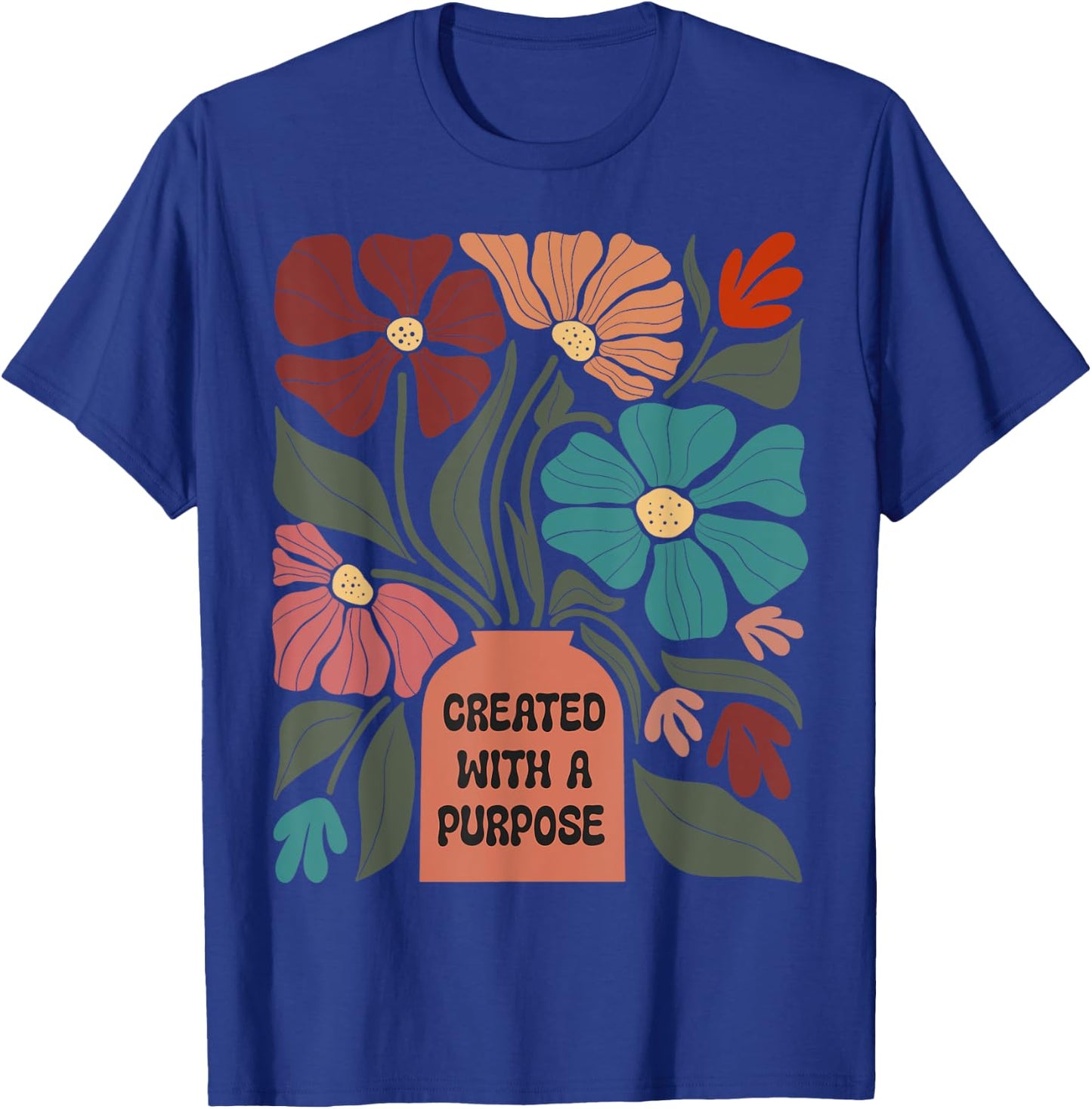 Inspirational Boho Created With A Purpose Positive Message T-Shirt - T-Shirt | Royal
