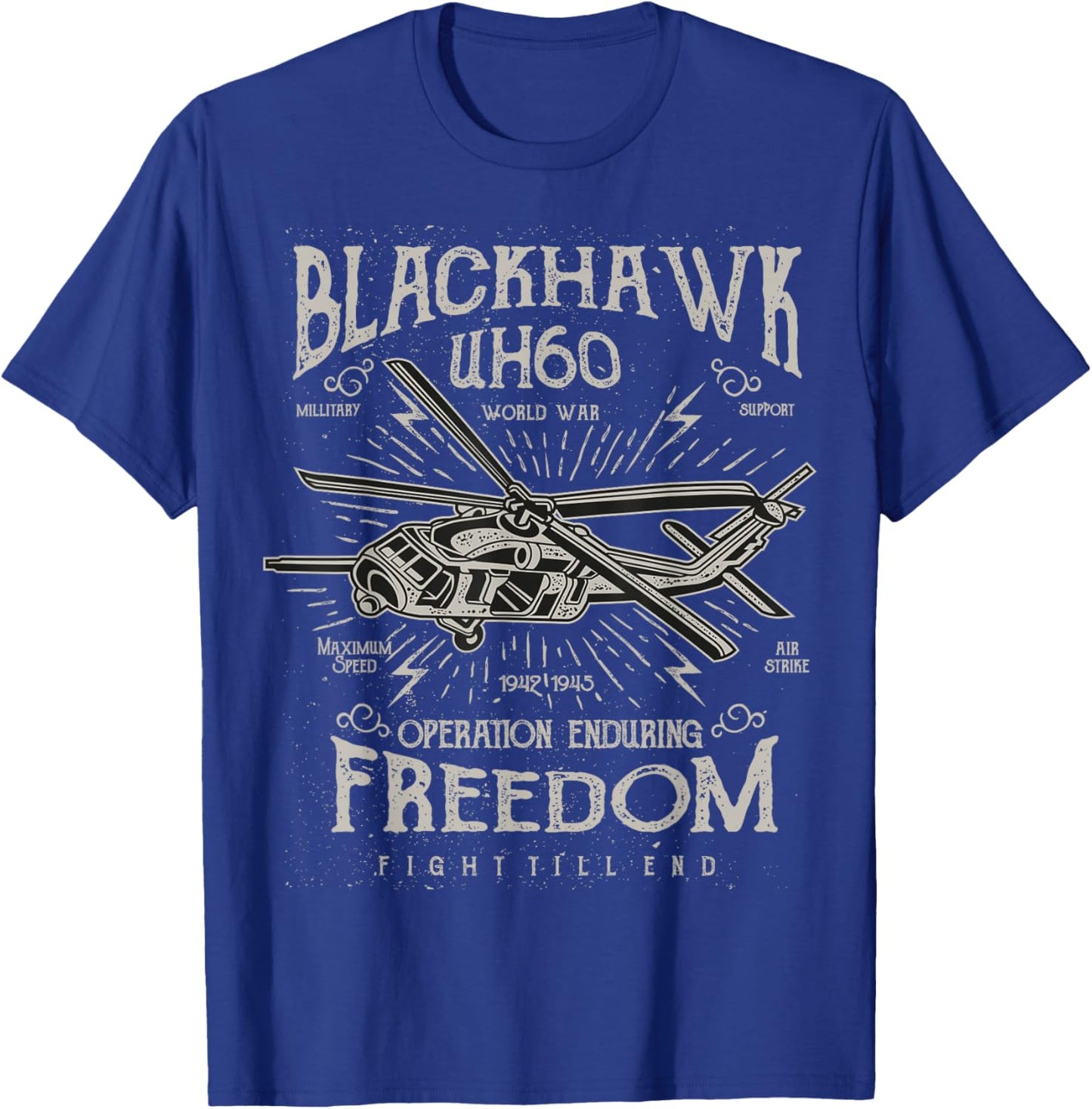 Air-Force Pilot Aviator Army USAF Black-Hawk T-Shirt - T-Shirt | Royal