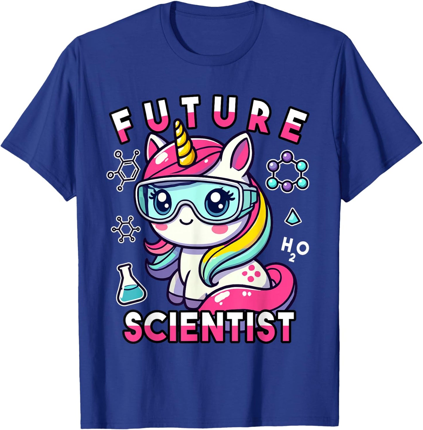 Future Scientist Girls Unicorn Lab Graphic T-Shirt - T-Shirt | Royal