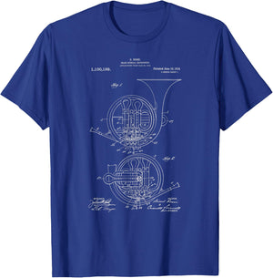 Vintage Patent Print 1914 French Horn Player T-Shirt - T-Shirt | Royal
