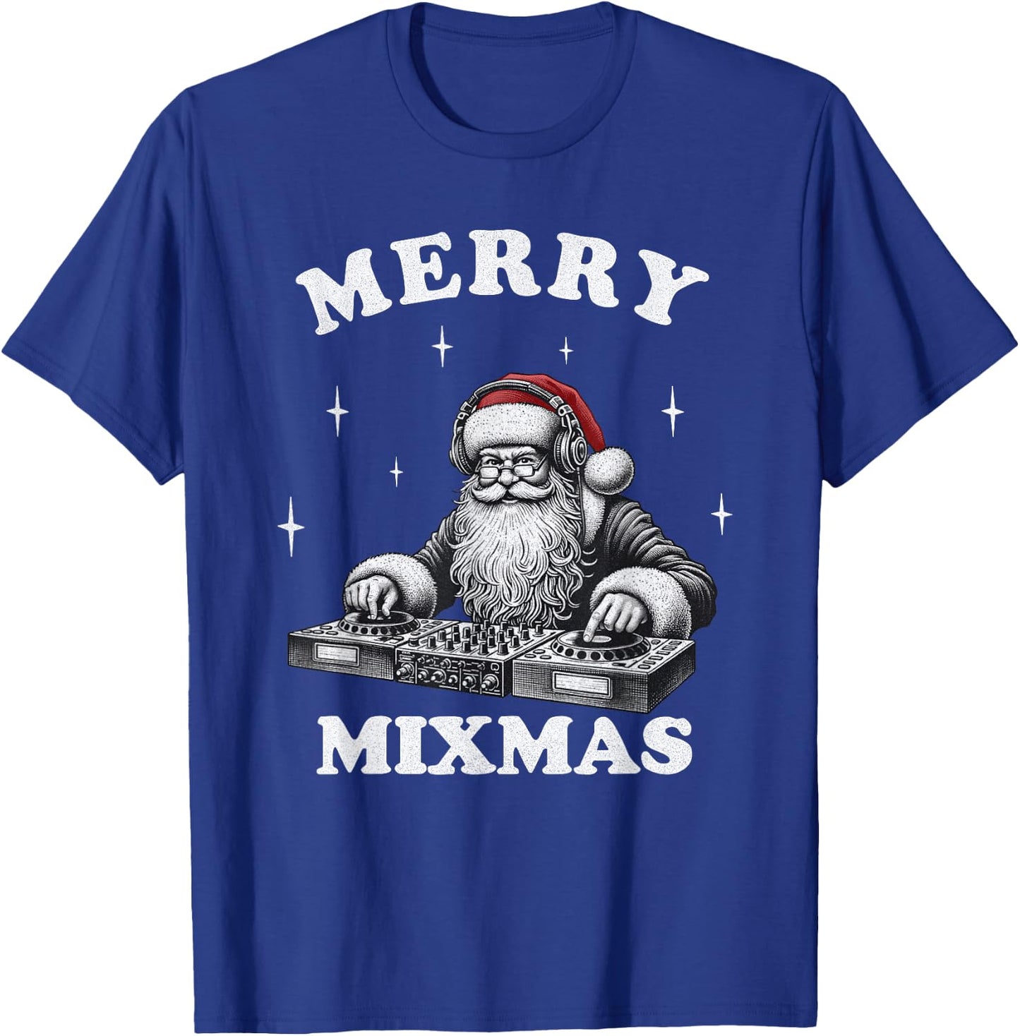 Merry Mixmas Funny Christmas DJ Music Party EDM , Black, S T-Shirt - T-Shirt | Royal