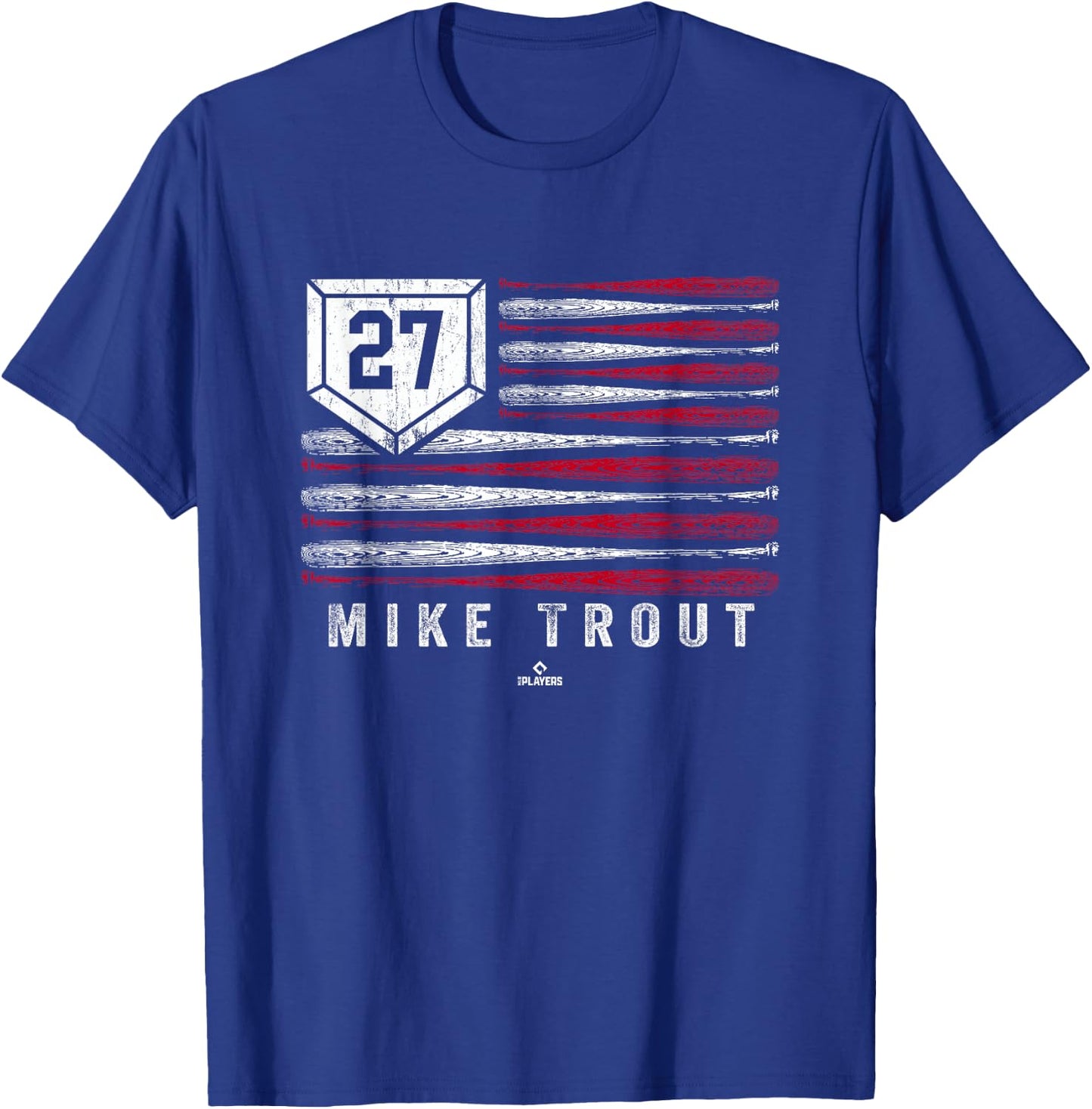 Vintage US Flag Baseball Stripes Mike Trout Los Angeles T-Shirt - T-Shirt | Royal