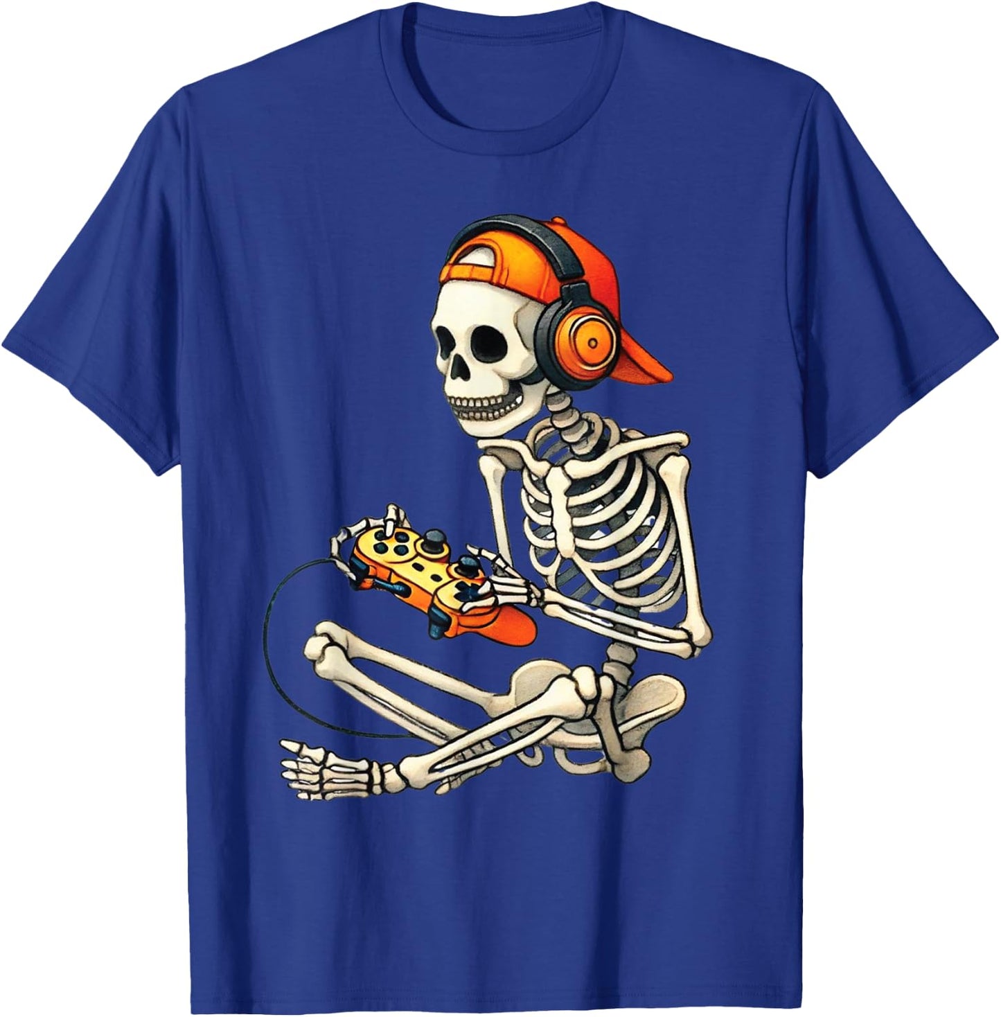 Halloween Skeleton Gamer Video Gaming Boys Men Kids T-Shirt - T-Shirt | Royal